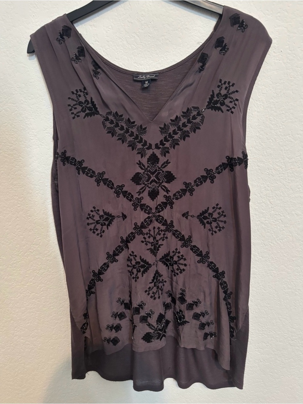Lucky Brand Embroidered V-Neck Sleeveless Top